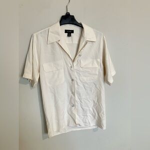 Silk Cream Button Down Unisex Shirt